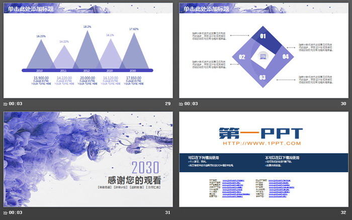 创意蓝色烟雾PPT模板