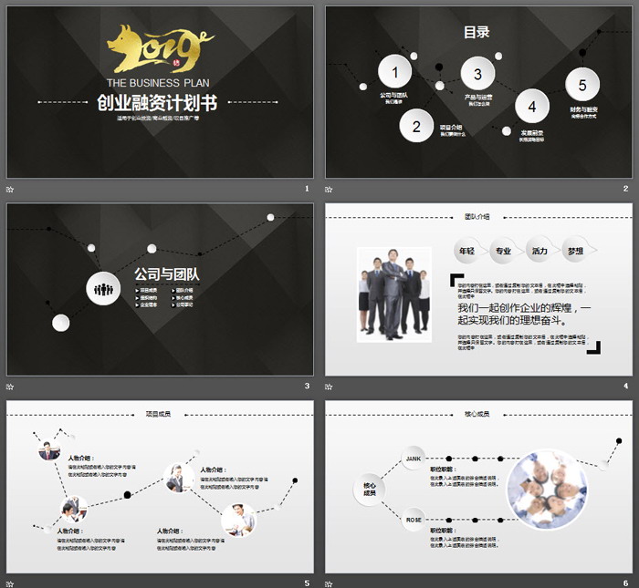 黑金2019商业融资计划书PPT模板