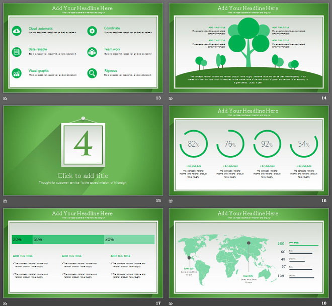 绿色阴影效果的简洁PPT模板免费下载